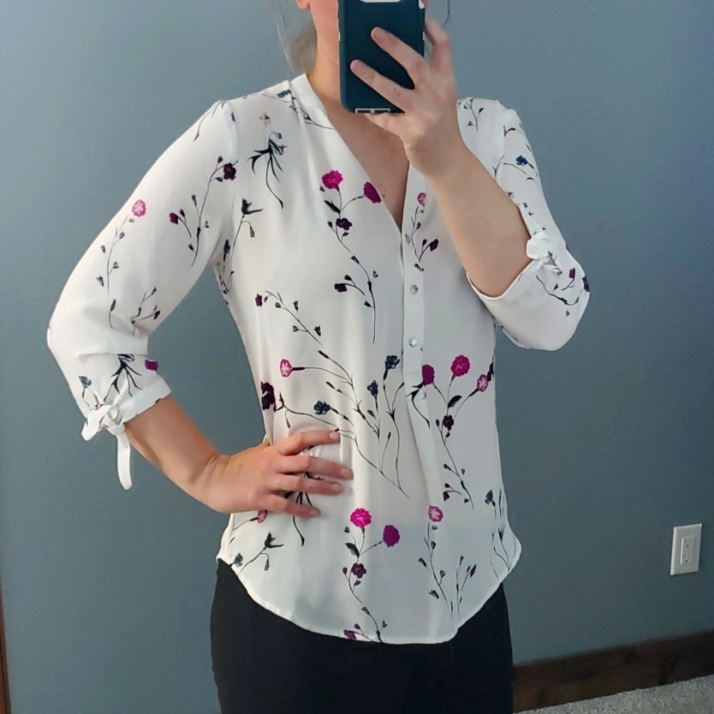 Women's Floral 3/4 Sleeve Blouse (size large) by Ivanka Trump